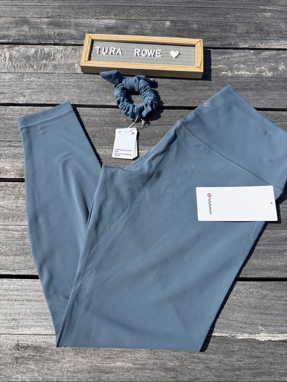 Lululemon BUNDLE Align HR 28" Leggings Steel Blue SIZE 14 ➕ Scrunchie NWT 💙